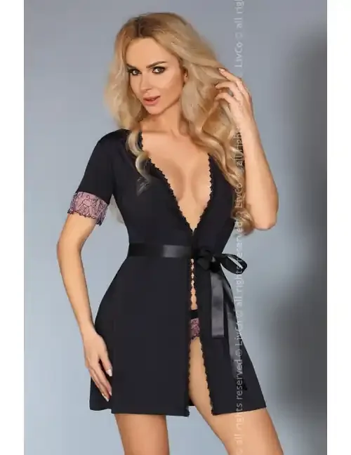 Morgenmantel und Panty LC90323 schwarz