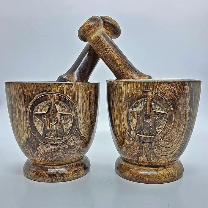 Mörser aus Holz 2-er Pack