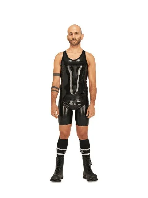 Muskelshirt aus Latex – Schwarz-Schwarz