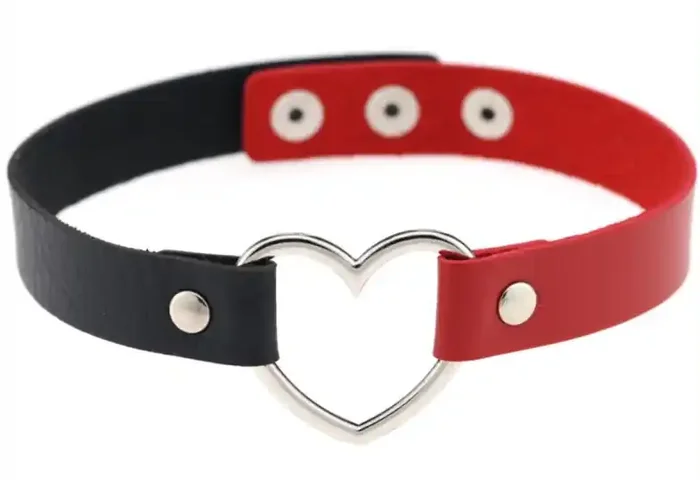 Neckholder BICOLOR HEART Schwarz-Rot