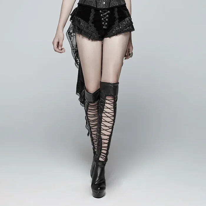 Neo-Victorian Gothic Shorts mit Schleppe
