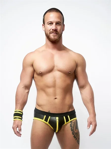 Neopren Jock-Briefs schwarz-gelb