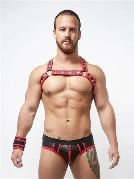 Neopren Rücken-Harness rot-schwarz