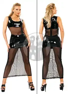 Netzkleid – lang – Lackeinsätze