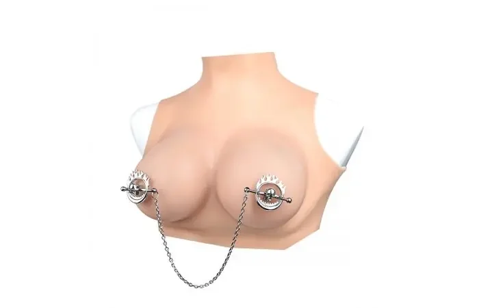 Nippelklemmen mit Totenkopf und Flammen