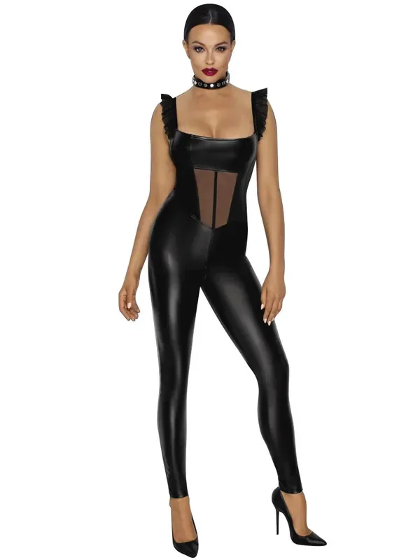 Noir Handemade Wetlook-Catsuit F256, schwarz