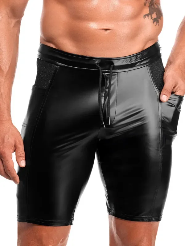 Noir Handmade H089 Wetlook-Shorts, schwarz