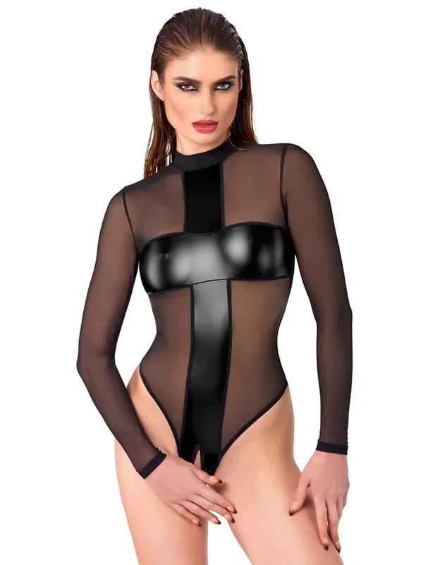 Noir Handmade Ouvert-Body, schwarz