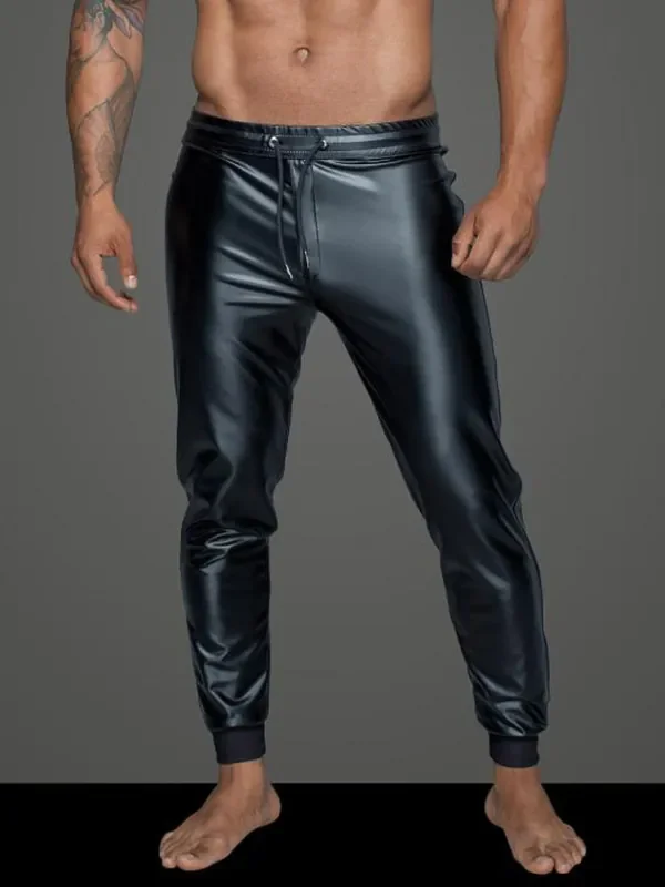 Noir Handmade Wetlook-Treggings H063, schwarz