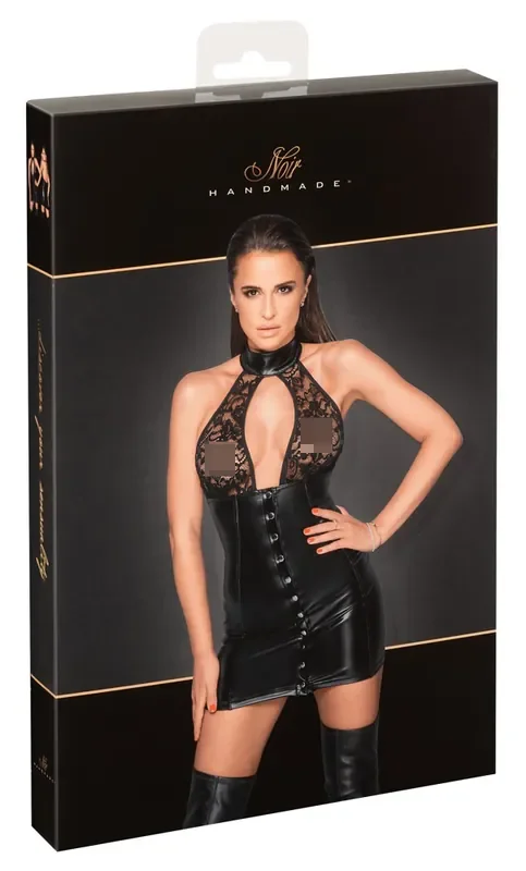Noir Kleid Knopf (Farbe Schwarz, Grösse S)