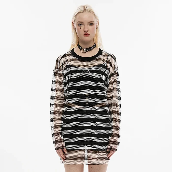 Nu-Goth Tunika-Top aus Honeycomb-Mesh