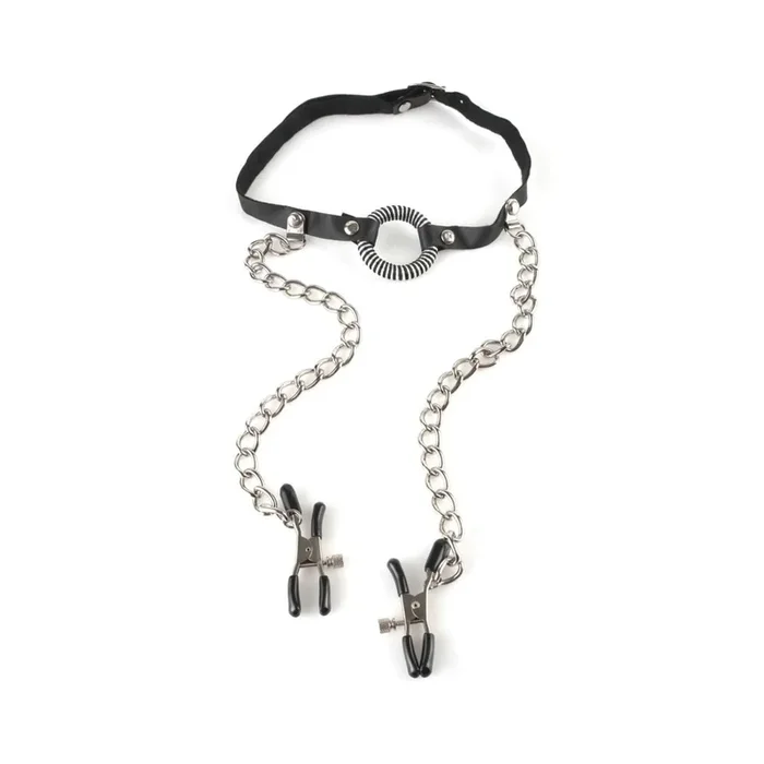 O-ring gag with nipple clamp