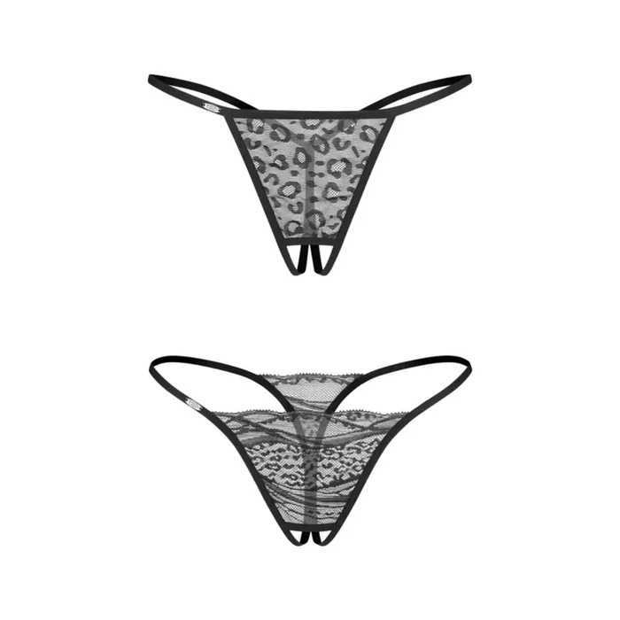 Obsessive – Bianca 2er-Pack Offen-Schritt String – Schwarz
