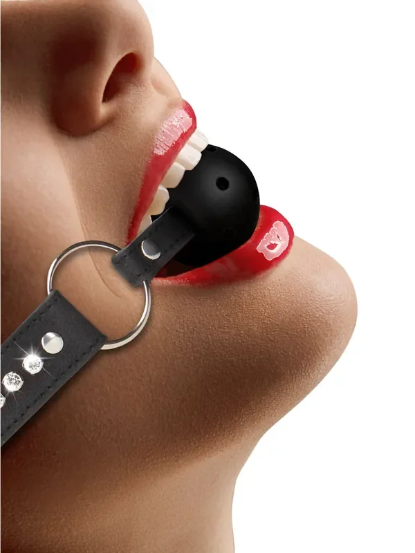 Ouch! Breathable Ball Gag Diamond Mundknebel, schwarz