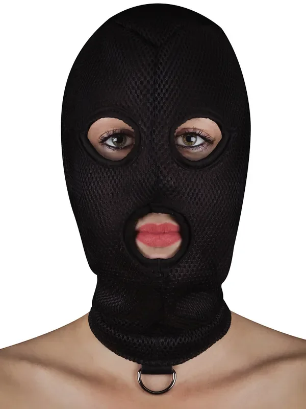 Ouch! Extreme Mesh Balaclava with D-Ring Kopfmaske, schwarz