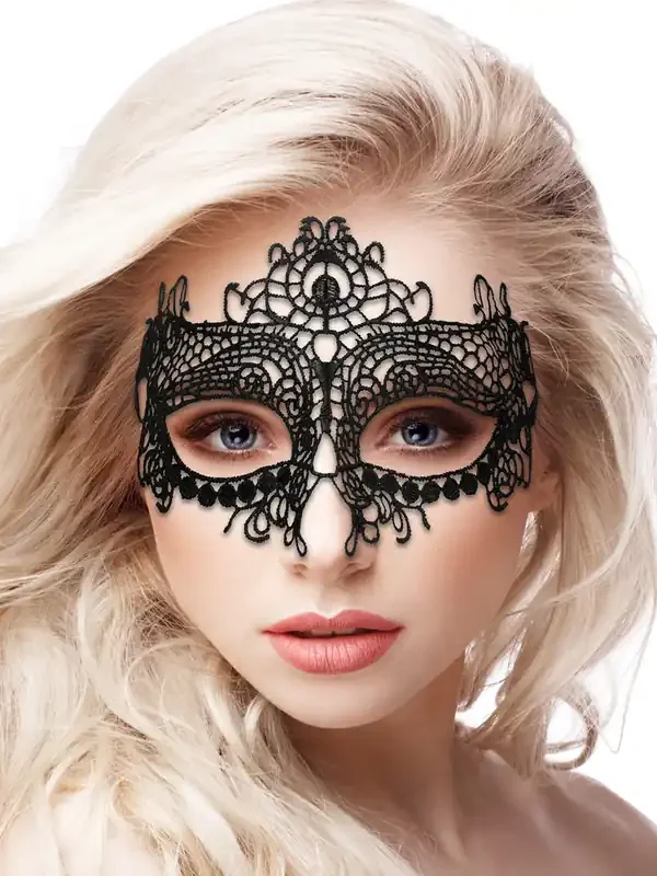 Ouch! Maske Queen Black Lace, schwarz