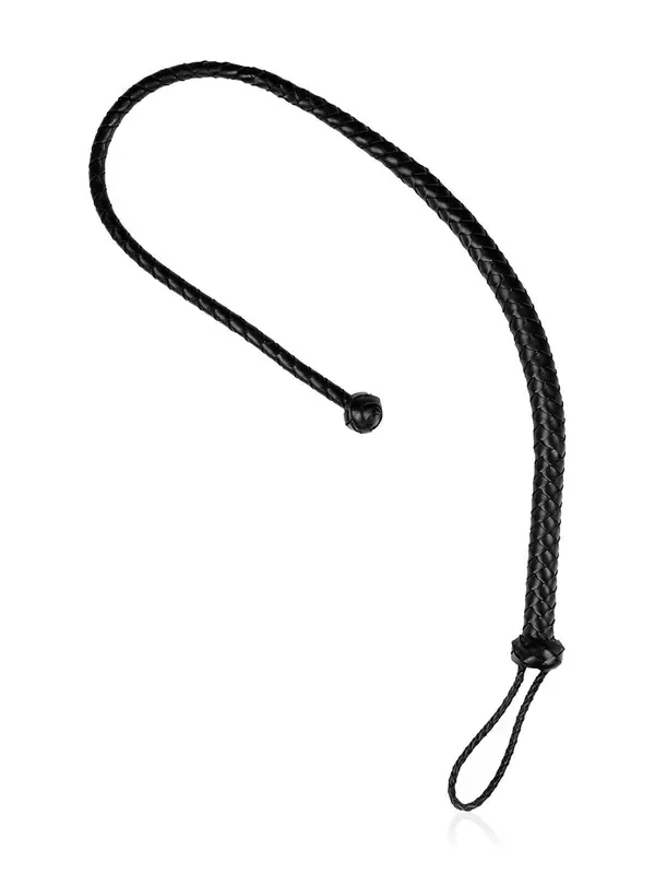 Ouch! Whip with Knot Detail Kunstlederpeitsche mit Knotendetail, schwarz
