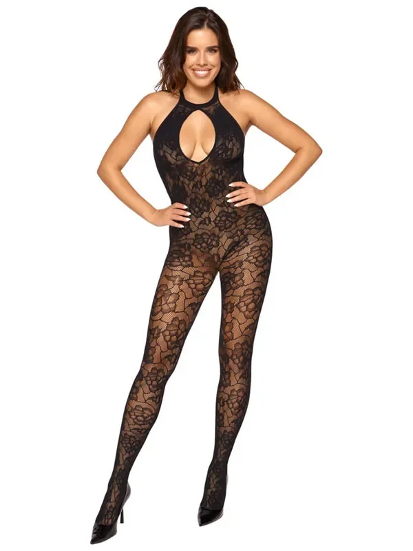Ouvert-Catsuit, schwarz