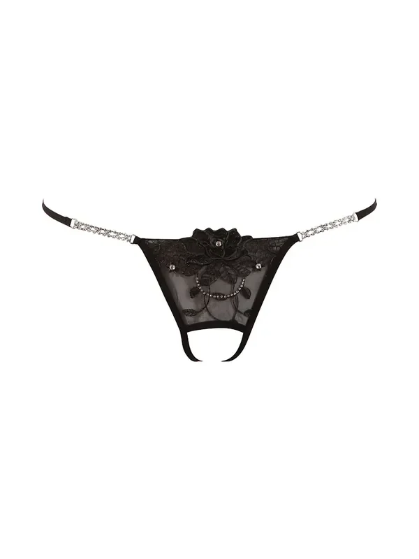 Ouvertstring Strass, schwarz