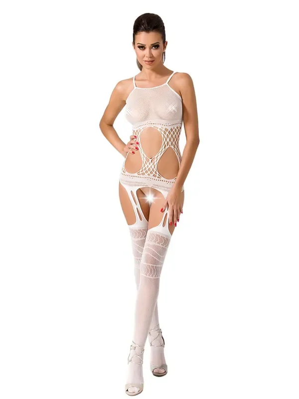 Passion BS047 Ouvert-Catsuit, weiß