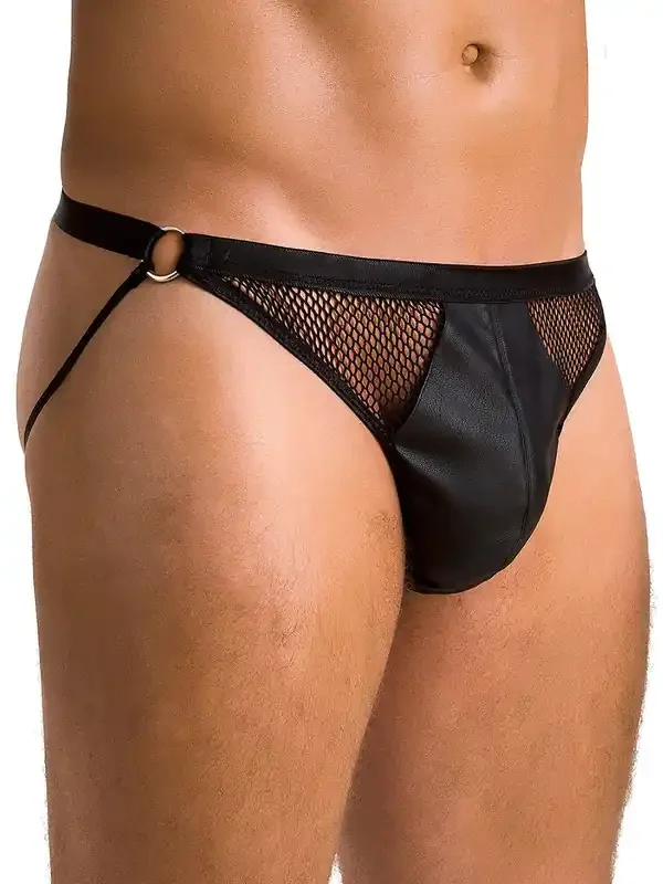 Passion MP034 Kunstleder-Netz-Jock, schwarz