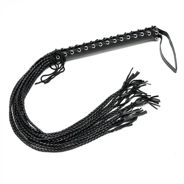 Peitsche schwarz 12 geflochtene Striemen