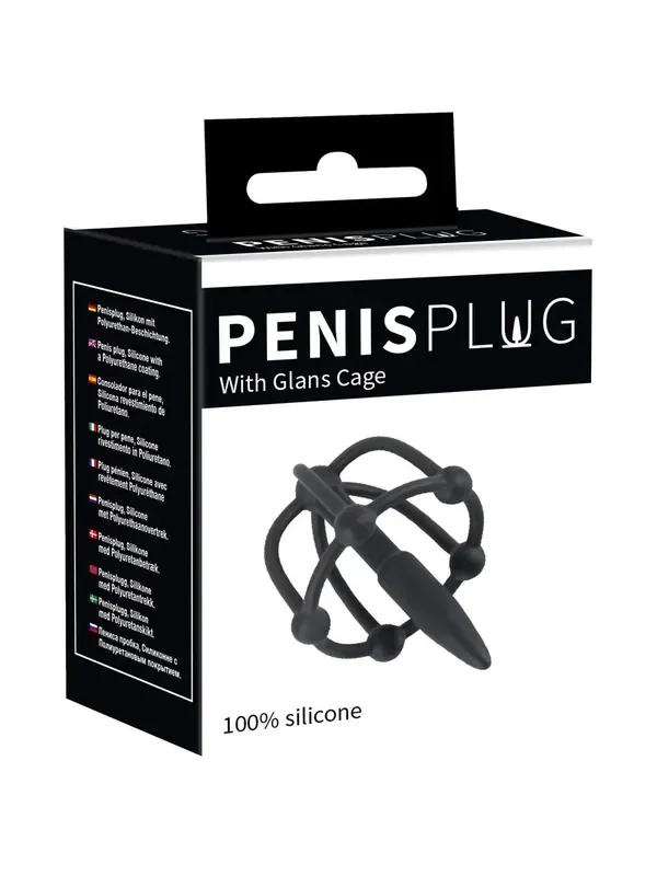 Penis Plug with Glans Cage Penisplug mit Eichelkäfig, schwarz