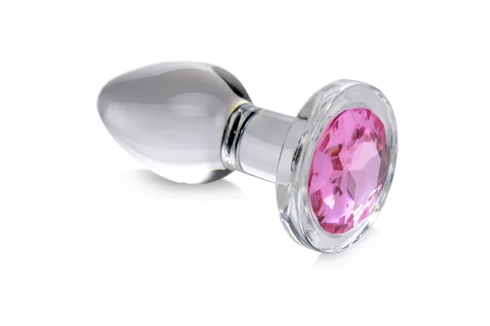 Pink Gem Glas-Analplug mit Schmuckstein – Groß
