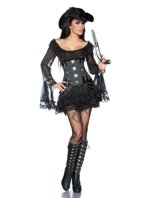 Piratenkleid mit Carmen-Ausschnitt & passender String