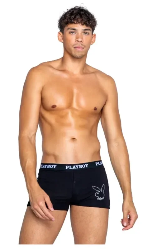 Playboy Lingerie – Herren Tuxedo Modal Boxer – Schwarz
