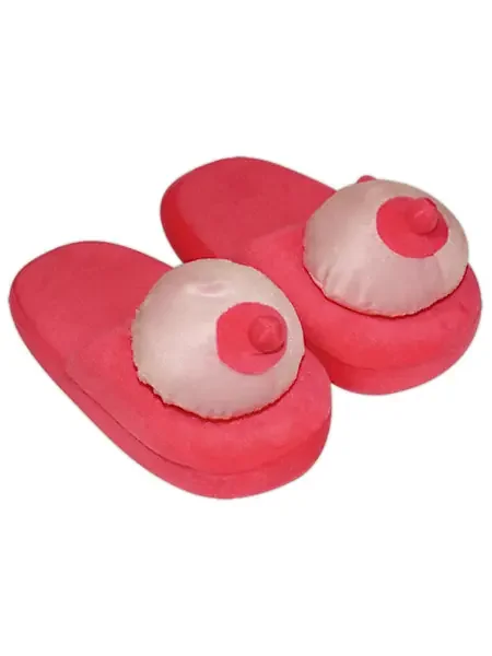Plüsch-Hausschuhe Busen, rosa