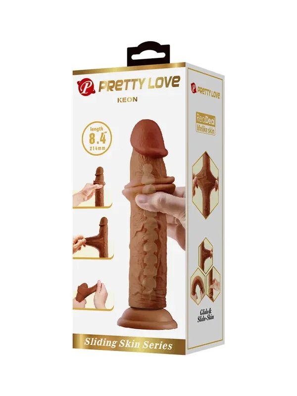 Pretty Love Keon Dildo mit Gleithaut, hautfarben braun