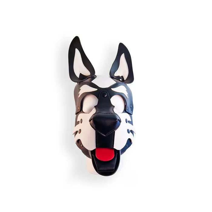 Puppy Maske – Veganes Leder, Schwarz/Weiß