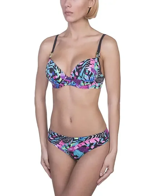 Push-Up Bikini mit Bügel-Cups& Neckholder-Träger schwarz