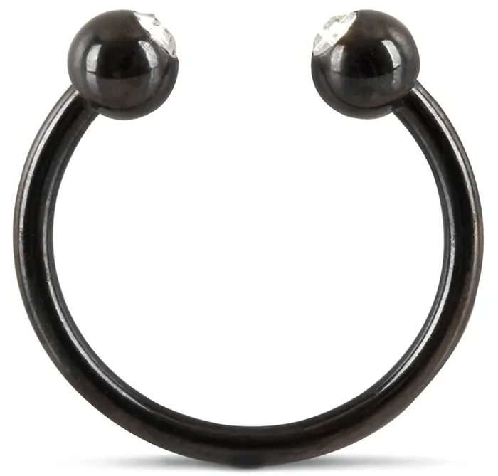 Quastenring mit Strass 28mm Schwarz