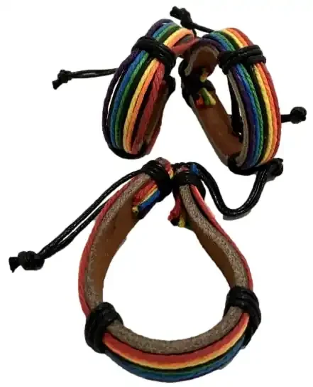 Rainbow Leder- und Garnarmband