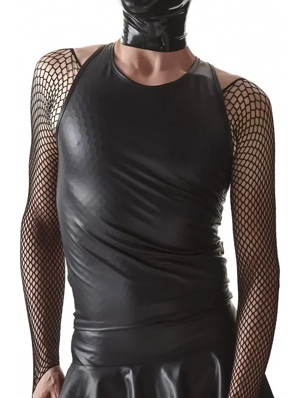 Regnes Fetish Planet CRD006 Wetlook-Top, schwarz