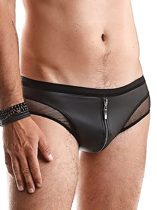Regnes Fetish Planet RMArturo001 Wetlook-Zip-Brief, schwarz