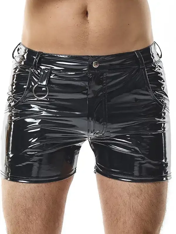 Regnes Fetish Planet RMFabianoPVC Lack-Shorts, schwarz
