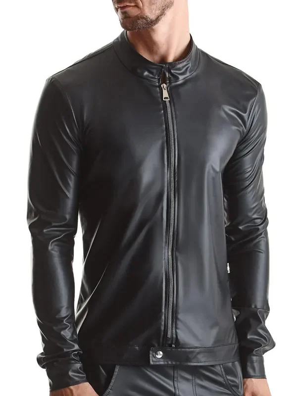 Regnes Fetish Planet RMGiorgio001 Wetlook-Jacke, schwarz