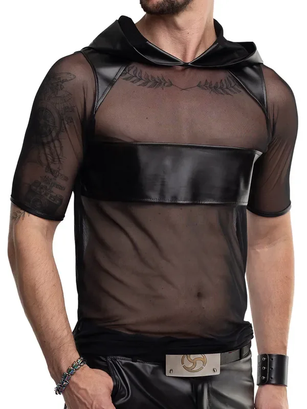 Regnes Fetish Planet RMIvo001 Wetlook-Shirt, schwarz