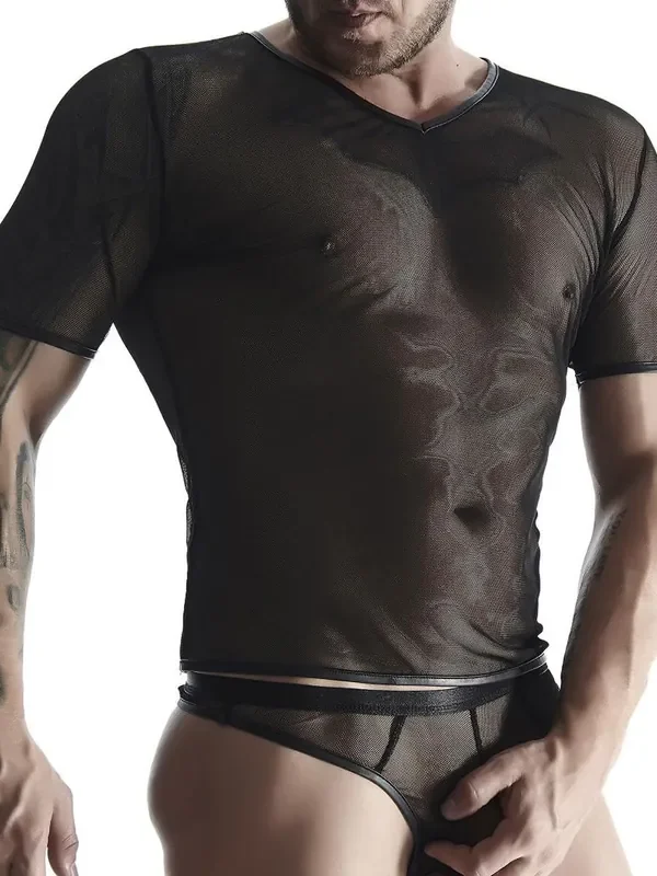 Regnes Fetish Planet TSH008 Netz-Shirt, schwarz