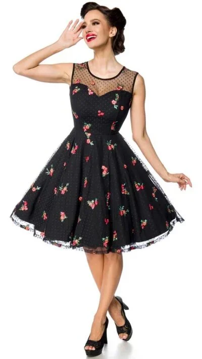 Retrokleid mit aufgestickten Blumen