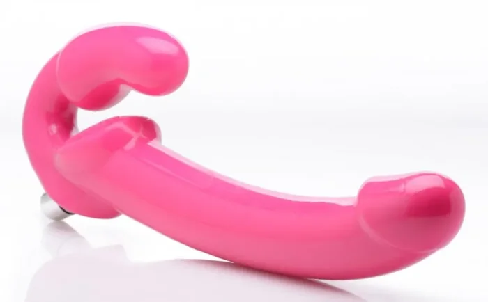 Revolver Vibrierender halterloser Strap-on XXL – Rosa