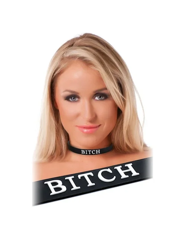 Rimba – Halsband „Bitch“ aus schwarzem Silikon, verstellbar