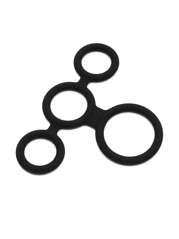 Rimba Latex Play Quatro Cock Ring + Ball: Penis- & Hodenring, schwarz