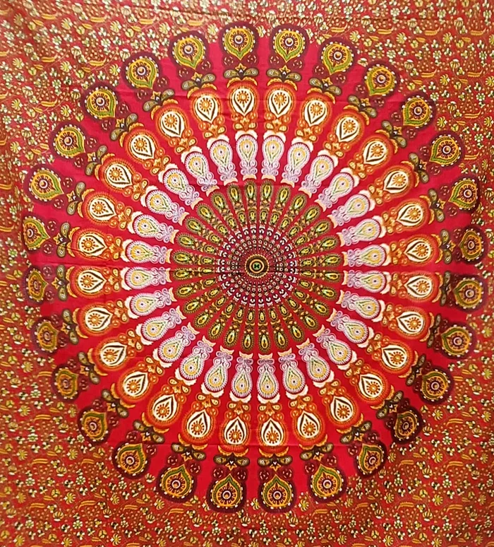Ritualtuch Tagesdecke Wandbehang – Indian-Peacock rot – Doppelt