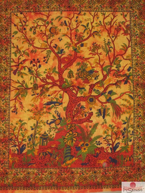 Ritualtuch Tagesdecke Wandbehang – Tree of Life orange – Doppelt