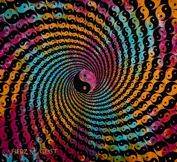 Ritualtuch Tagesdecke Wandbehang – Yin Yang Hypnose – Doppelt
