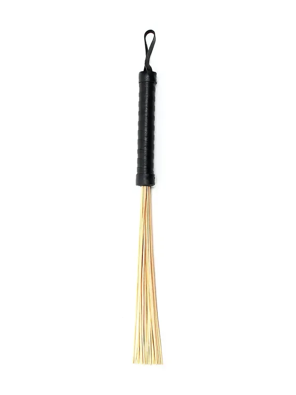 Rotan Flogger Bambus-Peitsche mit Ledergriff, schwarz/bambus